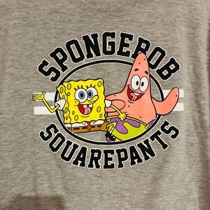 Nickelodeon Women's T-Shirt Spongebob Square Pants Graphic Crew Neck Gray Medium